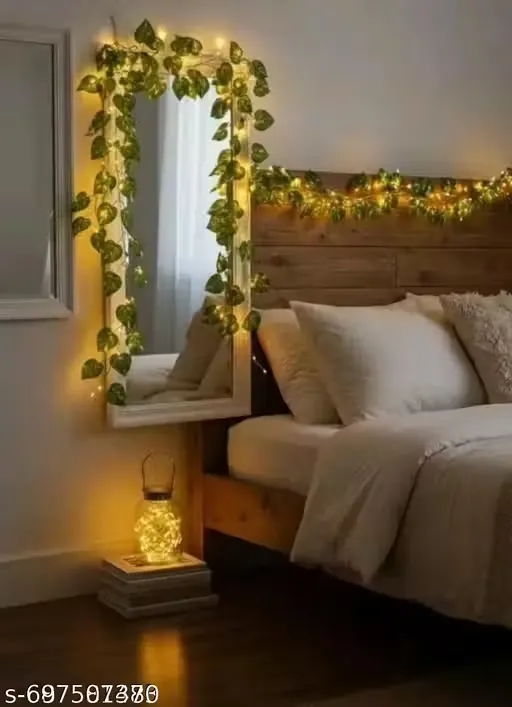 7Feet Money Plant Home Décor String Lights | Battery Operated Waterproof Lights | Vine Garland Hanging for Wall, Bedroom, Window, Wedding, Festival, Party ( Warm White)